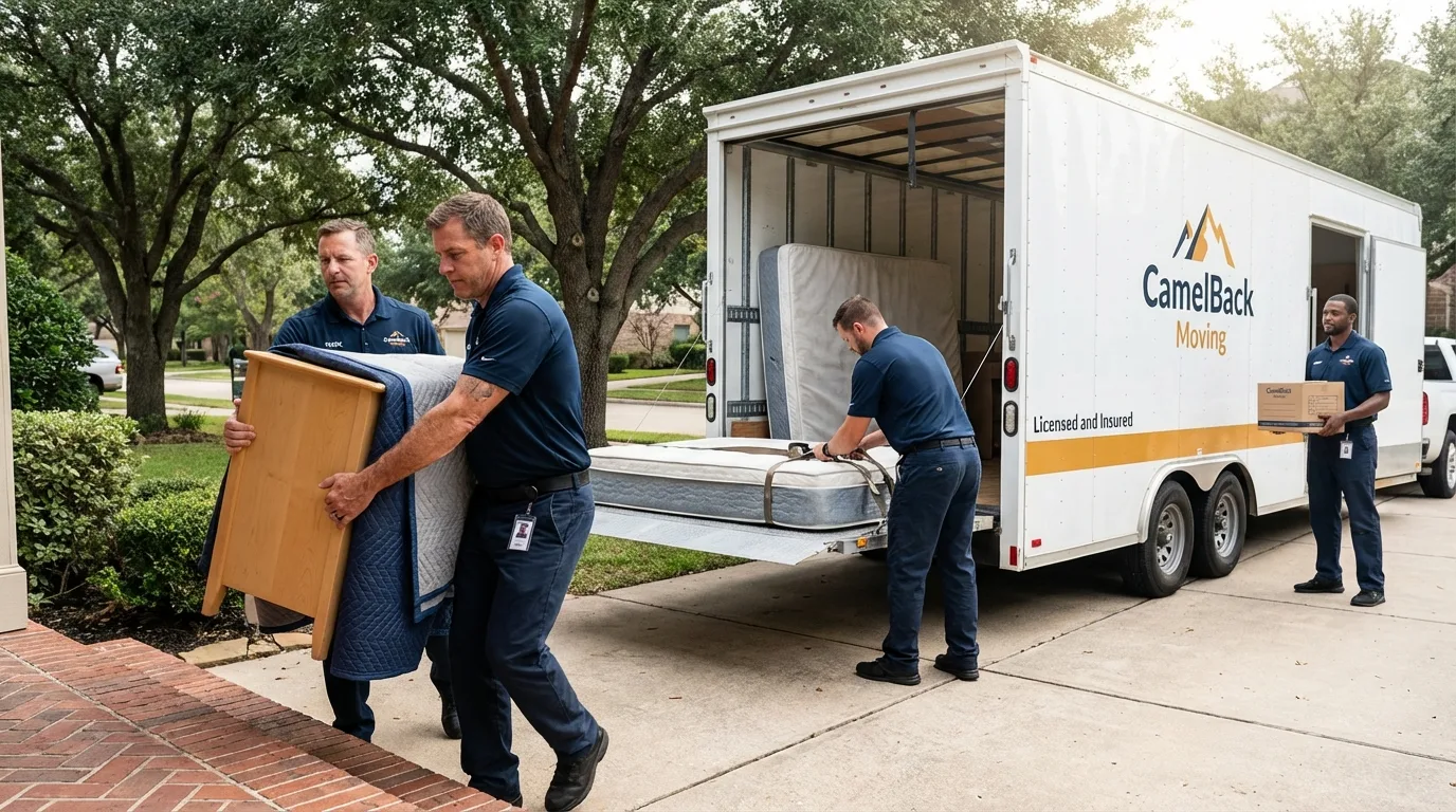 Crew loading residential truck for cross-state move from Dorado, PR